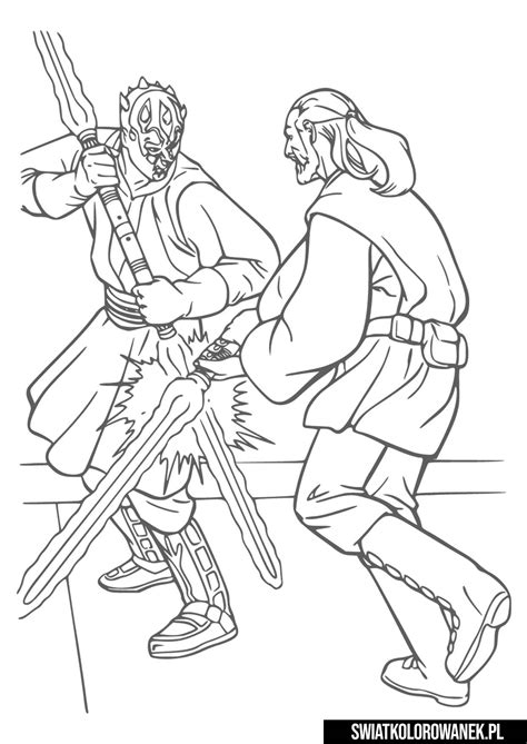 Qui Gon Jinn i Darth Maul Kolorowanka Star Wars - Darmowe kolorowanki ...