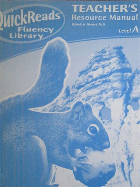 Quickreads Fluency Libraries Level a Teacher's Resource Manual 2008c ...