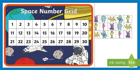 Space-Themed 1-30 Grid Square