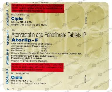 ATORLIP F TABLET 15'S Price, Uses, Side Effects & Substitutes | Medkart