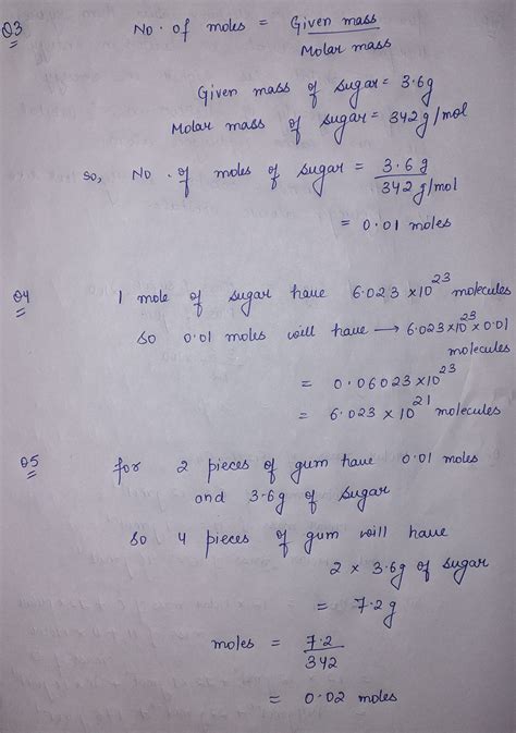 [Solved] Molar Mass EXPERIMENT 1: PERCENT SUGAR IN BUBBLE GUM Data ...