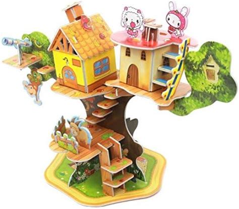 3D DIY Cardboard Tree House Model Making Kit, Miniature Model Building ...