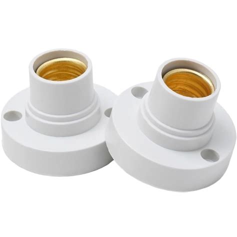 OML E27 Batten Holder, White, Round Plastic Light Bulb Socket, Edison ...