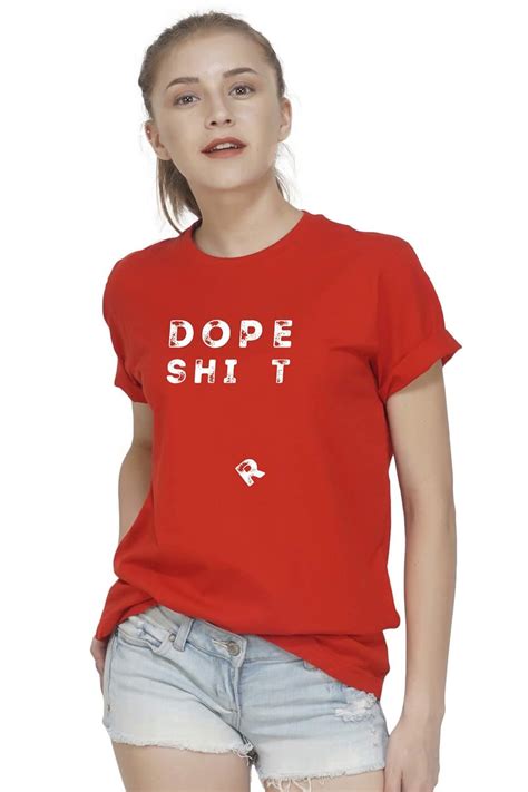 Buy Yoloclan DOPE Shirt Women's Cotton T-Shirt (Red, Medium) at Amazon.in