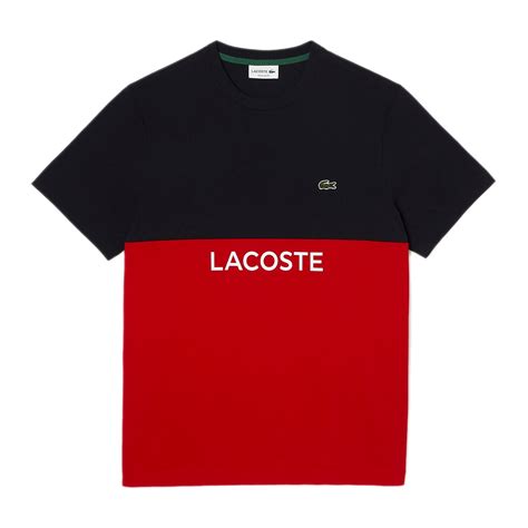Buy Lacoste Men Regular Fit Cotton Jersey Colourblock T-shirt Online ...