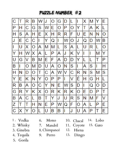 Spanish Colors Word Search