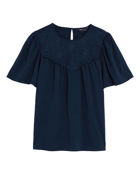 Buy Jersey Embroidered Regular Fit Top at Marks & Spencer