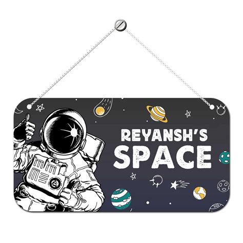 Buy ARTBUG Astronaut Space Theme Customizable Name Door Name Plate for ...