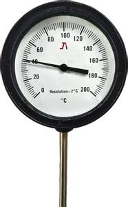 Japsin instrumentation Bi-metal Dial Thermometer, 4" Dial, 200 deg C, 6 ...