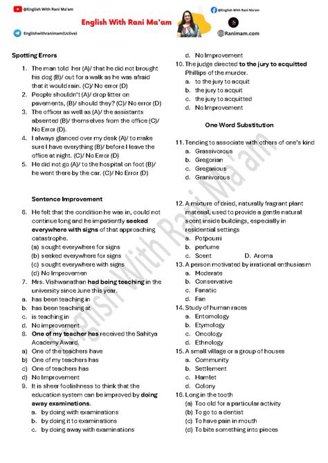 CPO mock test 1 240610 142749 - Spotting Errors 1. The man told her (A ...