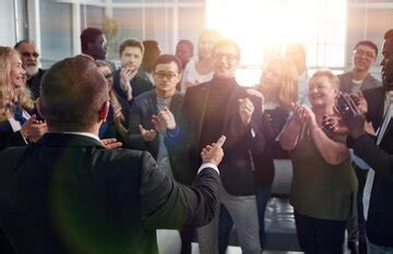 Successful team leader and business owner leading an informal internal ...