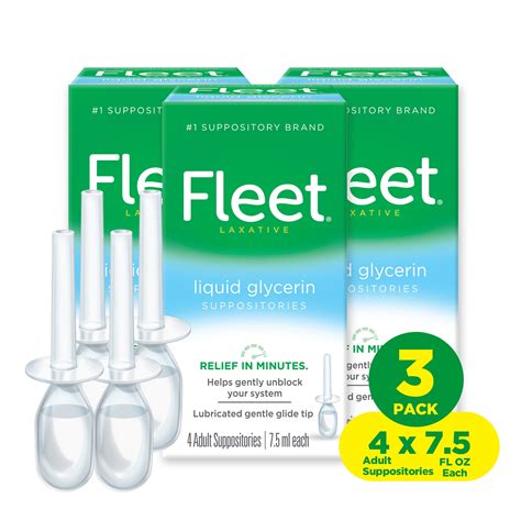 Fleet Laxatives, Liquid Glycerin Suppositories for Adult Constipation Relief, 4x7.5 mL Bottles ...