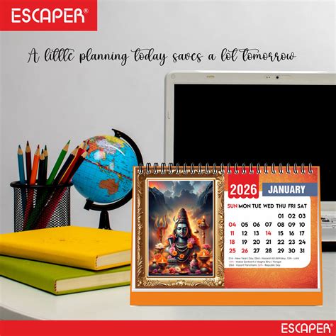 Lord Shiva Table Calendar 2026, Mahadev Desk Calendar 2026, A5 Size Ne ...