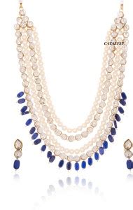 CATALYST Crystal Gold-plated Blue, White, Gold Jewellery Set Price in ...