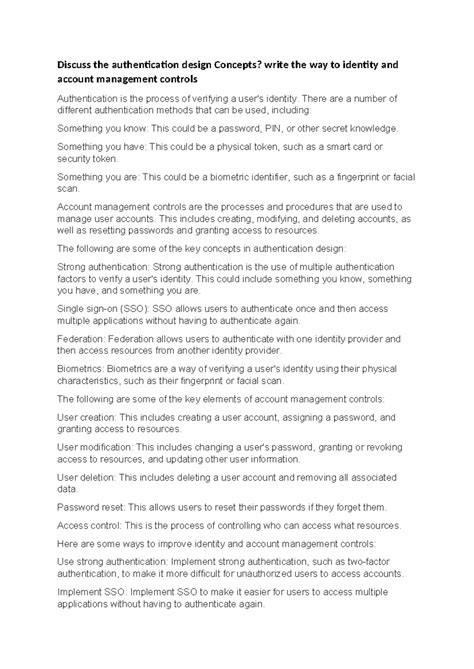 INT242 QA - Discuss the authentication design Concepts? write the way ...