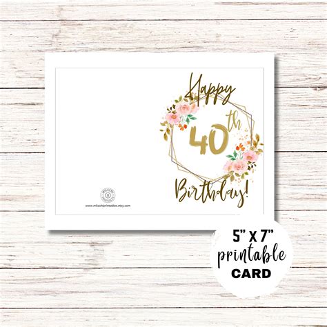 Happy 40th Birthday Card | Printable Greeting Card | Birthday Wishes ...