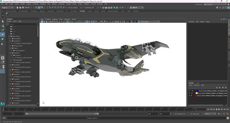 Sci Fi Green Military Fighter Jet Rigged for Maya 3D model | 3D Molier ...