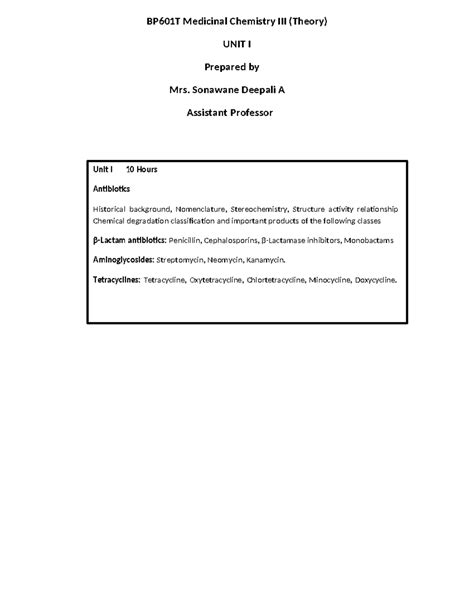 BP601T Lecture 1: Comprehensive Overview of Antibiotics and Their Types ...