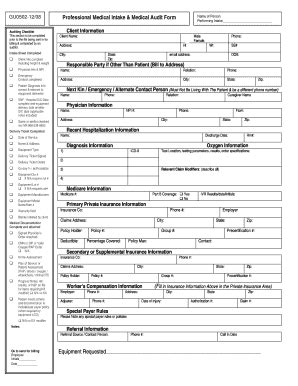 Fillable Online Professional Medical Intake & Medical Audit Form Fax ...