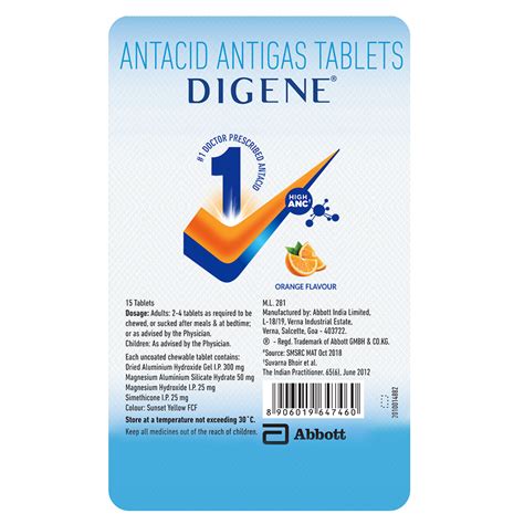 Digene Tablets Acidity & Gas Relief Orange flavour 15'S Price, Uses ...