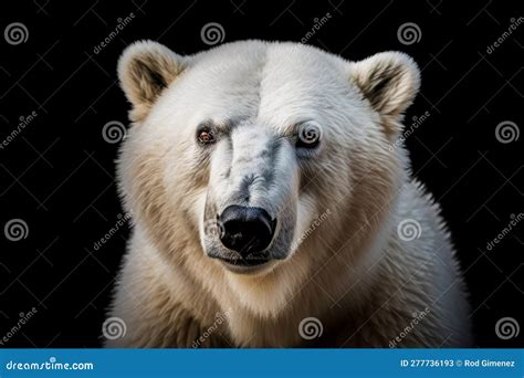 Portrait of All Powerful and Dangerous Polar Bear with Black Background Stock Illustration ...
