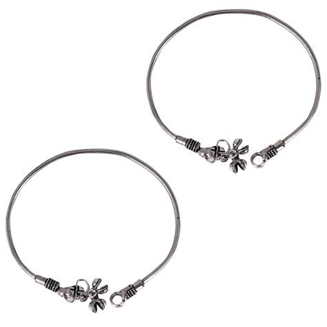 Buy Teejh Ethnic Silver Anklets Online for Women | Ethnic Jewellery