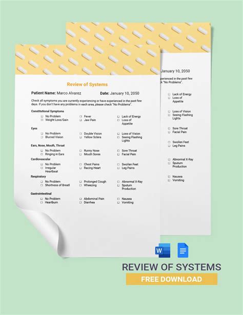 Image result for Review of Systems Example