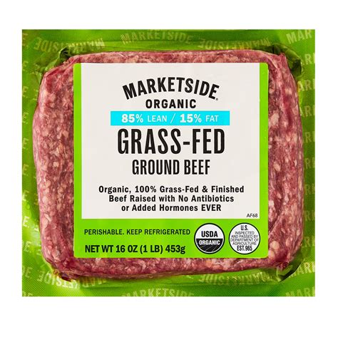 Marketside Organic Grass-Fed Ground Beef, 85% Lean/15% Fat, 1 lb ...