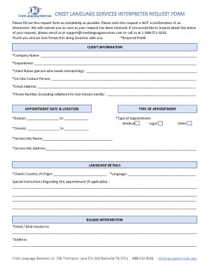 Fillable Online foreign language interpreter request and verification ...