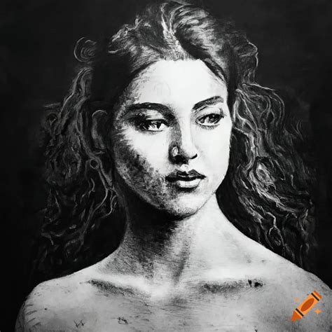 Pen and ink illustration of a captivating female figure