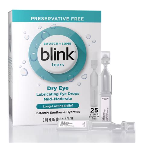 Blink Tears Lubricating Eye Drops, Preservative Free, 25 Vials ...