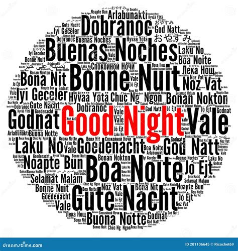 Good Night Word Cloud in Different Languages Stock Illustration ...