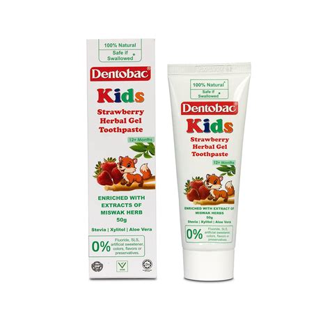 Buy Dentobac Kids Strawberry Herbal Gel Toothpaste – 50g – Fluoride ...