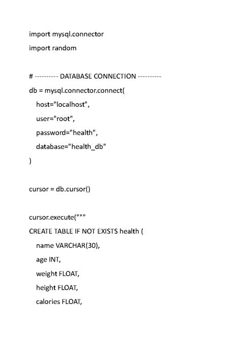 CS - Best Notes on MySQL Database Connection and Health Records - Studocu