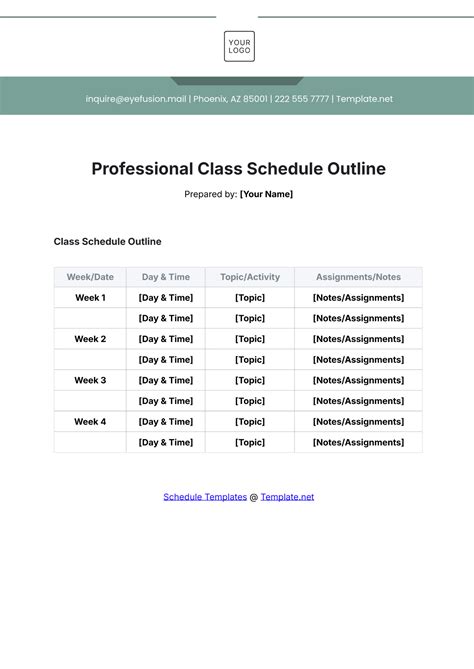 Free Class Schedule Templates, Editable and Printable