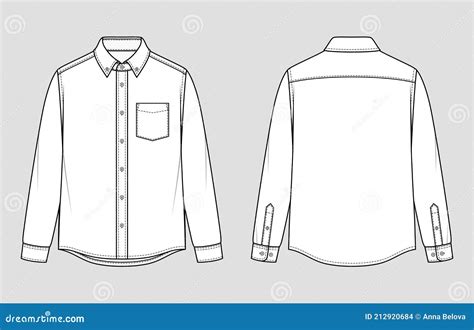 Men`s Shirt. Flat Technical Drawing. Mockup Template Vector Illustration | CartoonDealer.com ...