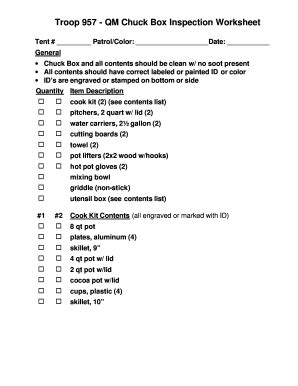 Fillable Online QM Grub Box Inspection Worksheet - Boy Scout Troop 957 ...