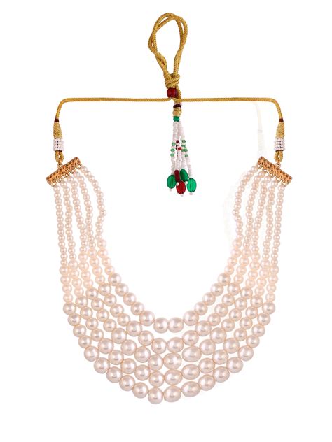Buy Multi-strand Pearl Necklace With Gold and Gemstone Accents for ...