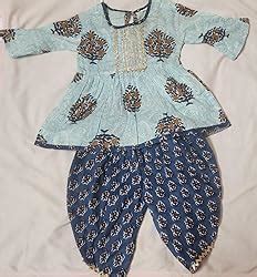 Superminis Baby Girls Jaipuri Print Frock Style Kurti With Frill ...