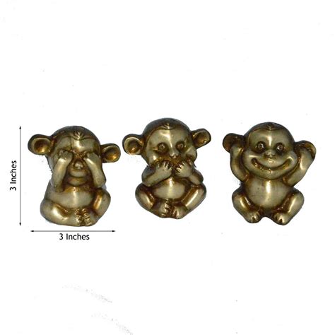 3 Musketeers Monkey SetÂ Brass Decorative - eCraftIndia Online