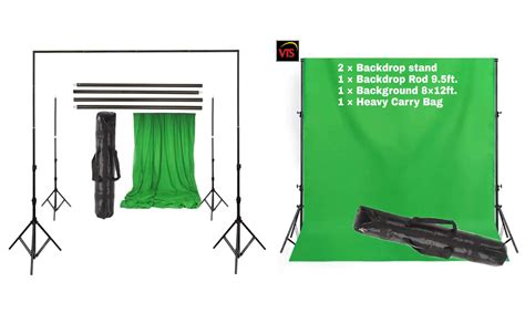 VTS Backdrop Stand Setup Photo Studio Green Backdrop Chroma Key Screen ...