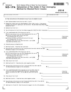 Fillable Online Schedule ND-1 FA - Calculation of Tax Under 3-Year ...