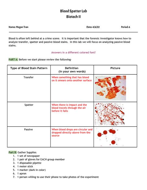 Coloring Pages Blood Answer Key Forensics [2025]