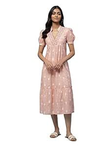Buy Aarke Ritu Kumar Peach Yarn Dyed MidiDress at Amazon.in