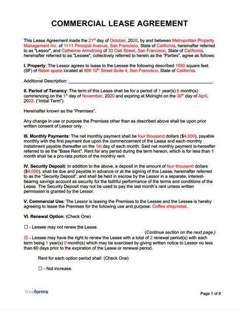 Free Commercial Rental Lease Agreement Templates | PDF | Word