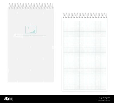 Spiral notebook with metric field rule sheets, realistic mockup. Wire ...