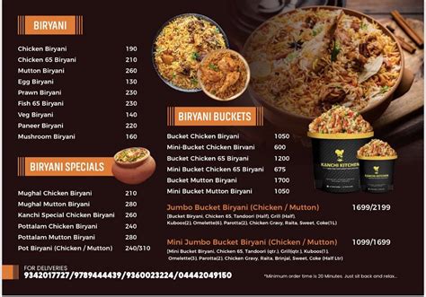 Menu at KANCHI KITCHEN RESTAURANT, Kanchipuram, Vallal Pachaiyappan St