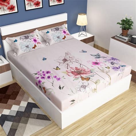 Buy SPACES Portico Printed Cotton 3-Pc. Double Bedsheet Set - 274 x 274 ...