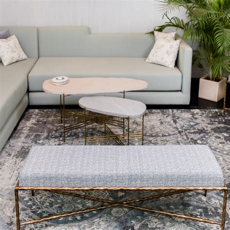 Elan Pietra Coffee Table Eclipse (Beige Stone, Polished Brass Finish ...