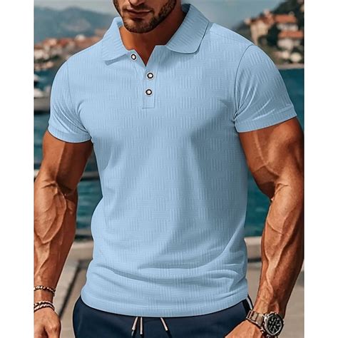 Men's Golf Shirt Golf Polos Shirts Work Casual Lapel Short Sleeve Basic ...